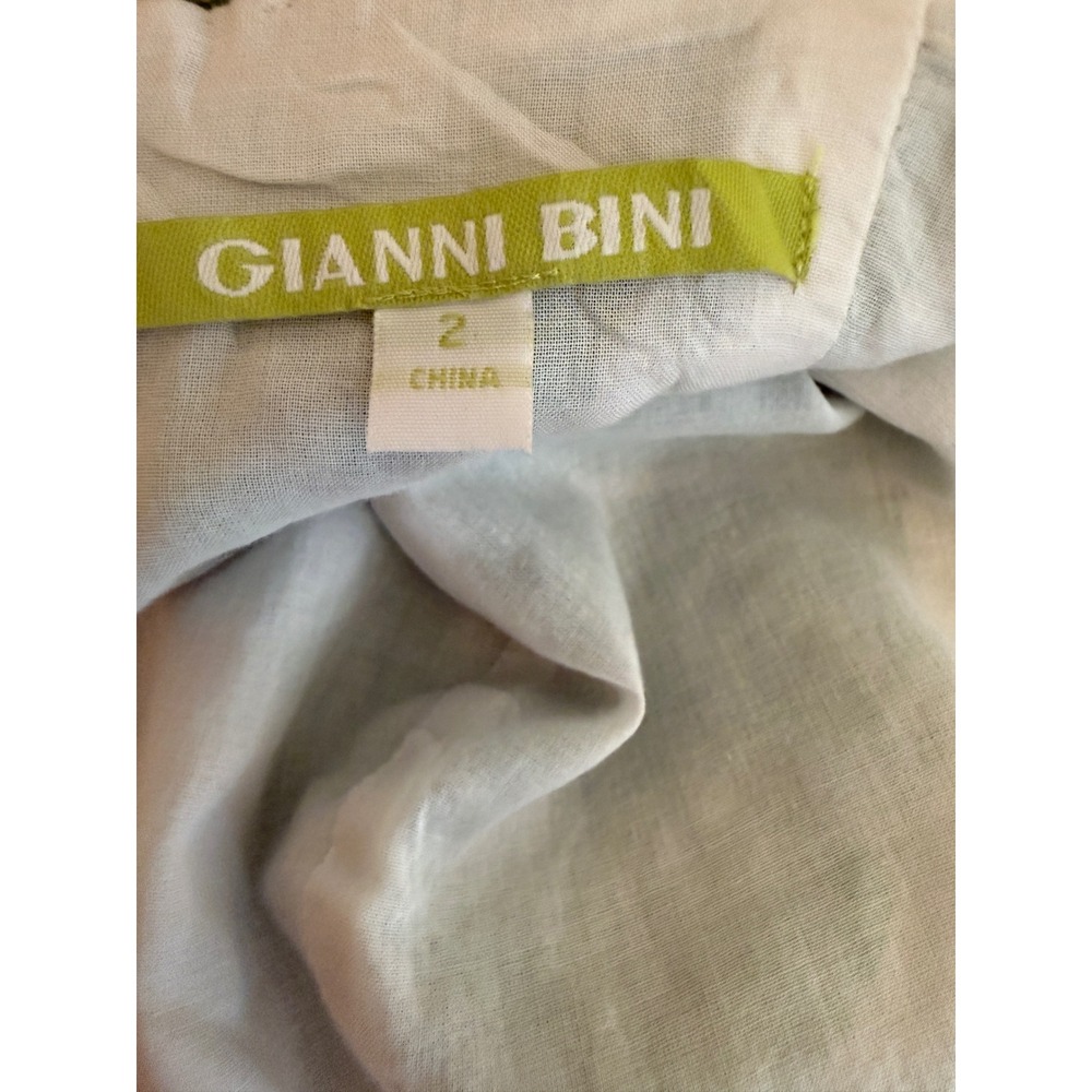 Gianni Bini Tropical Palm Print Linen Blend Wrap Mini Dress Side Tie - Picture 3 of 4